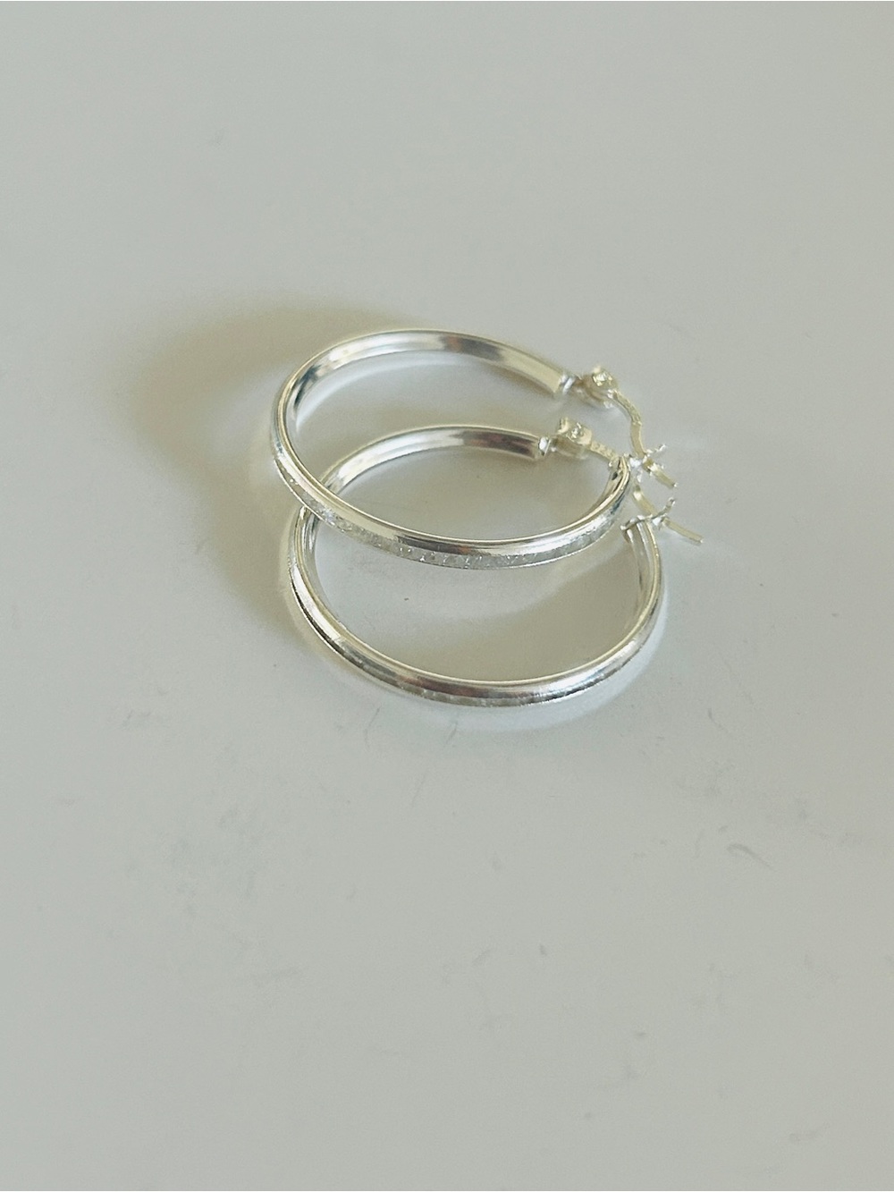 Taxco Mexico 925 Sterling Silver Hoop Earrings With Zirconia 2.5 CM New